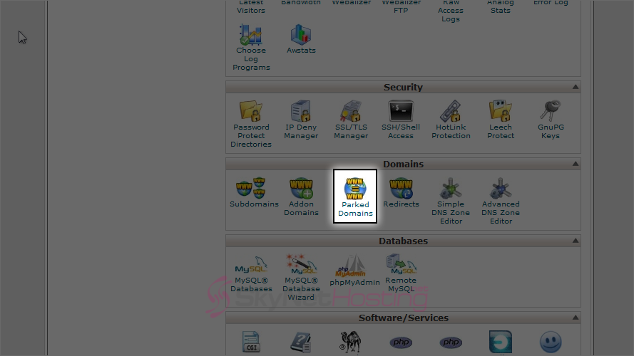 domain parking in Cpanel
